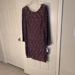 Aidan Mattox dusty plum sequined evening dress